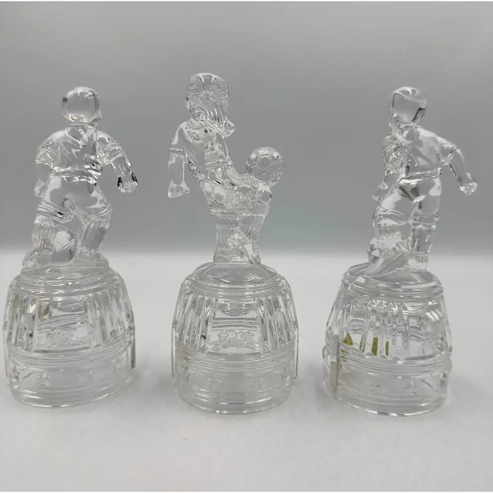 Princess House Crystal Figurines Moment of Pride Soccer Players 3pc Set